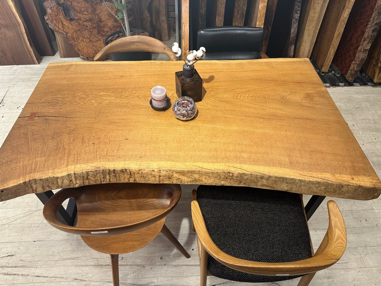 OUTLET】楡（ニレ）_1500×780-900×58_新宿店_テーブル天板/一枚板 2420