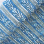 ブロックプリント生地【50cm単位】インド綿 ストライプ柄 青×くすみグリーン×水色 #20039-BL2