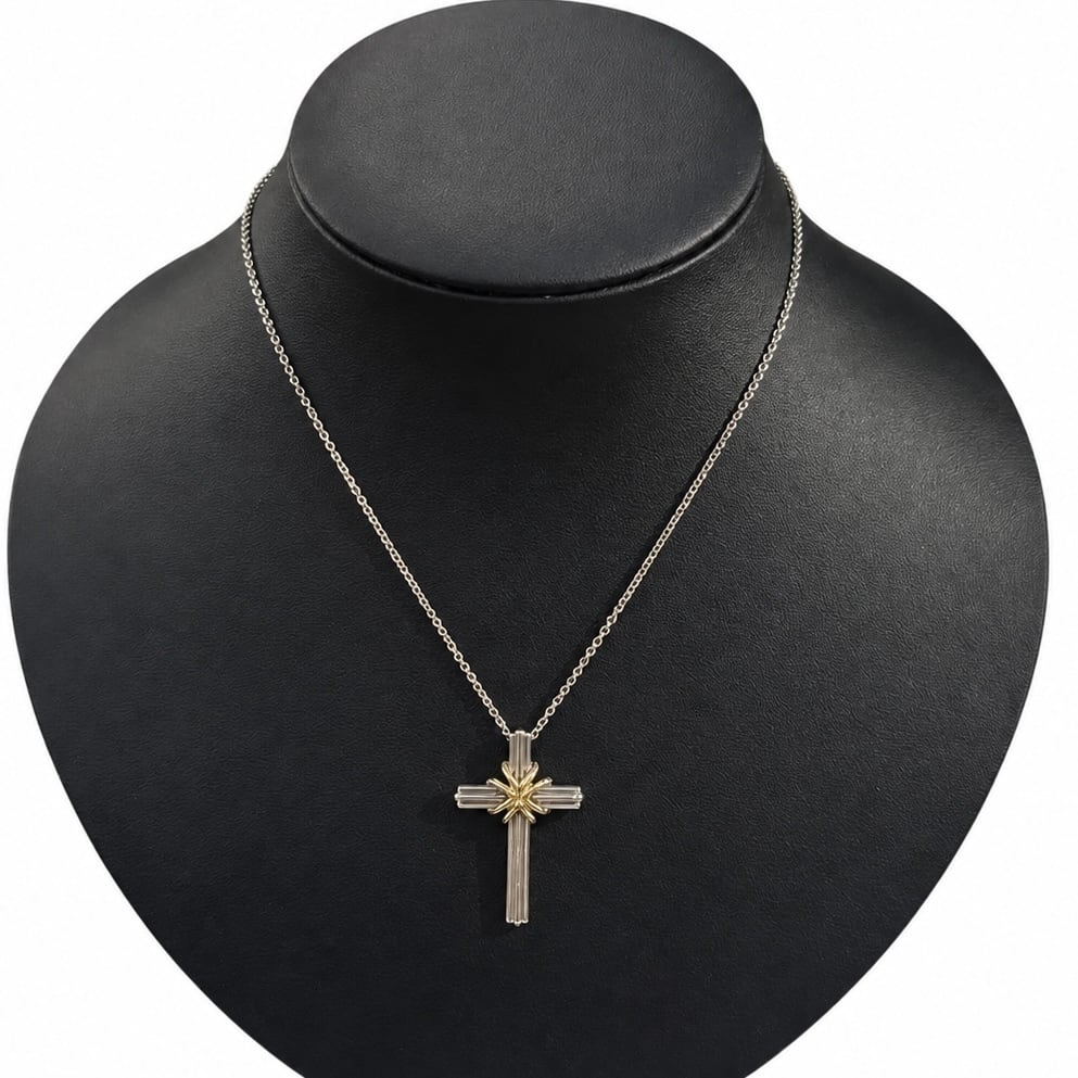 TIFFANY&Co.】2969 VINTAGE SILVER925×K18YGシグネチャークロス