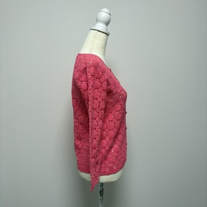 ヴィンテージ　ピンク　クロッシェニットカーディガン