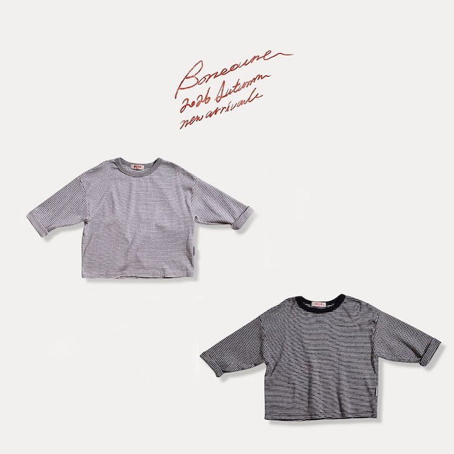 【取寄】boneoune|autumn stripe tee|オータムボーダーT|XS-JL|kids&jr|26 autumn
