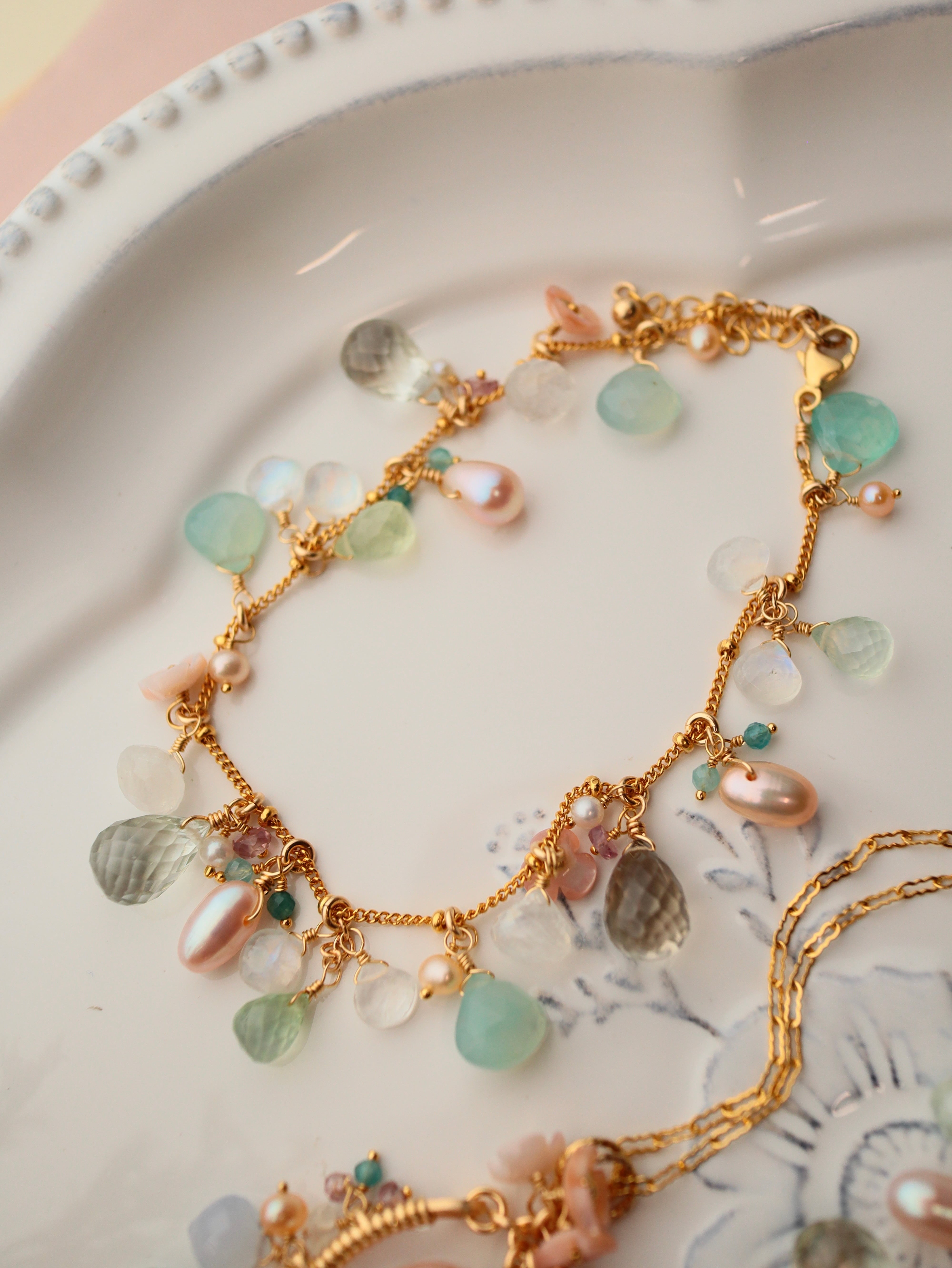 一点もの】バイカラートルマリンのミニシャンデリアピアス／イヤリング