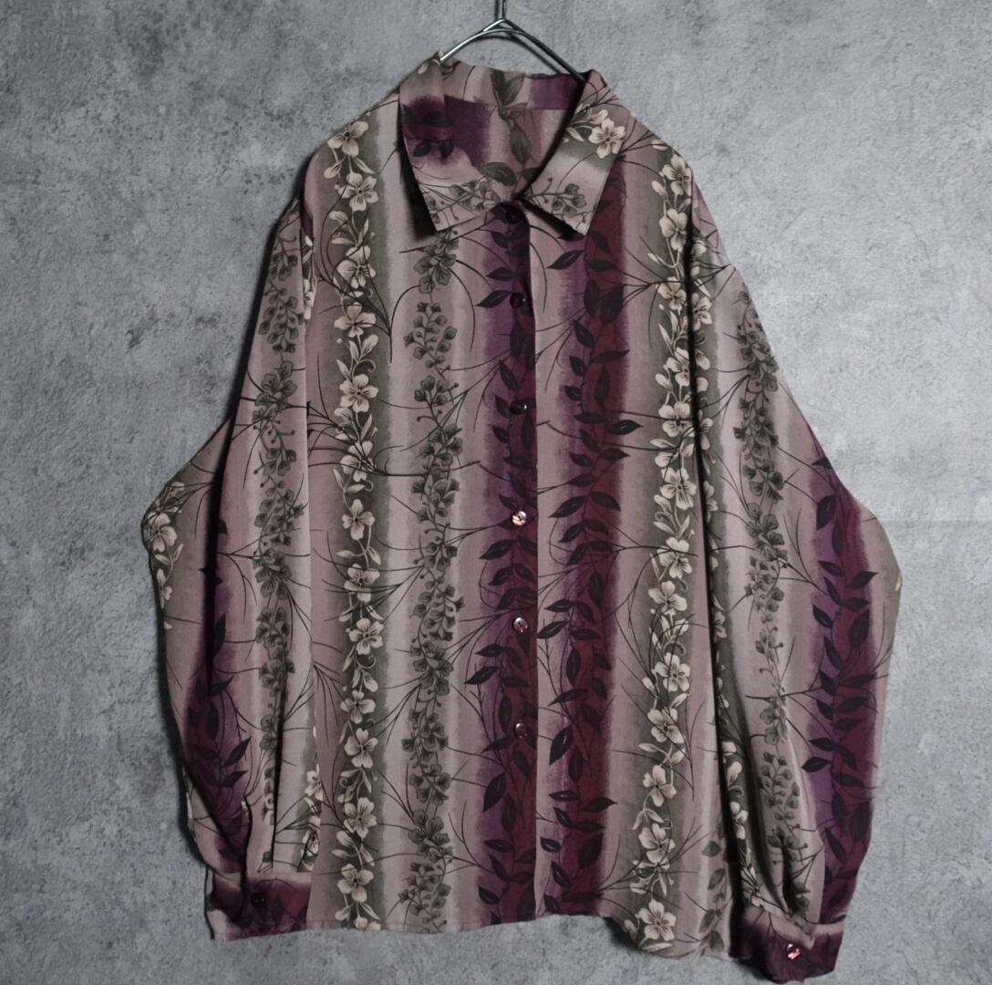 Floral striped sheer shirt