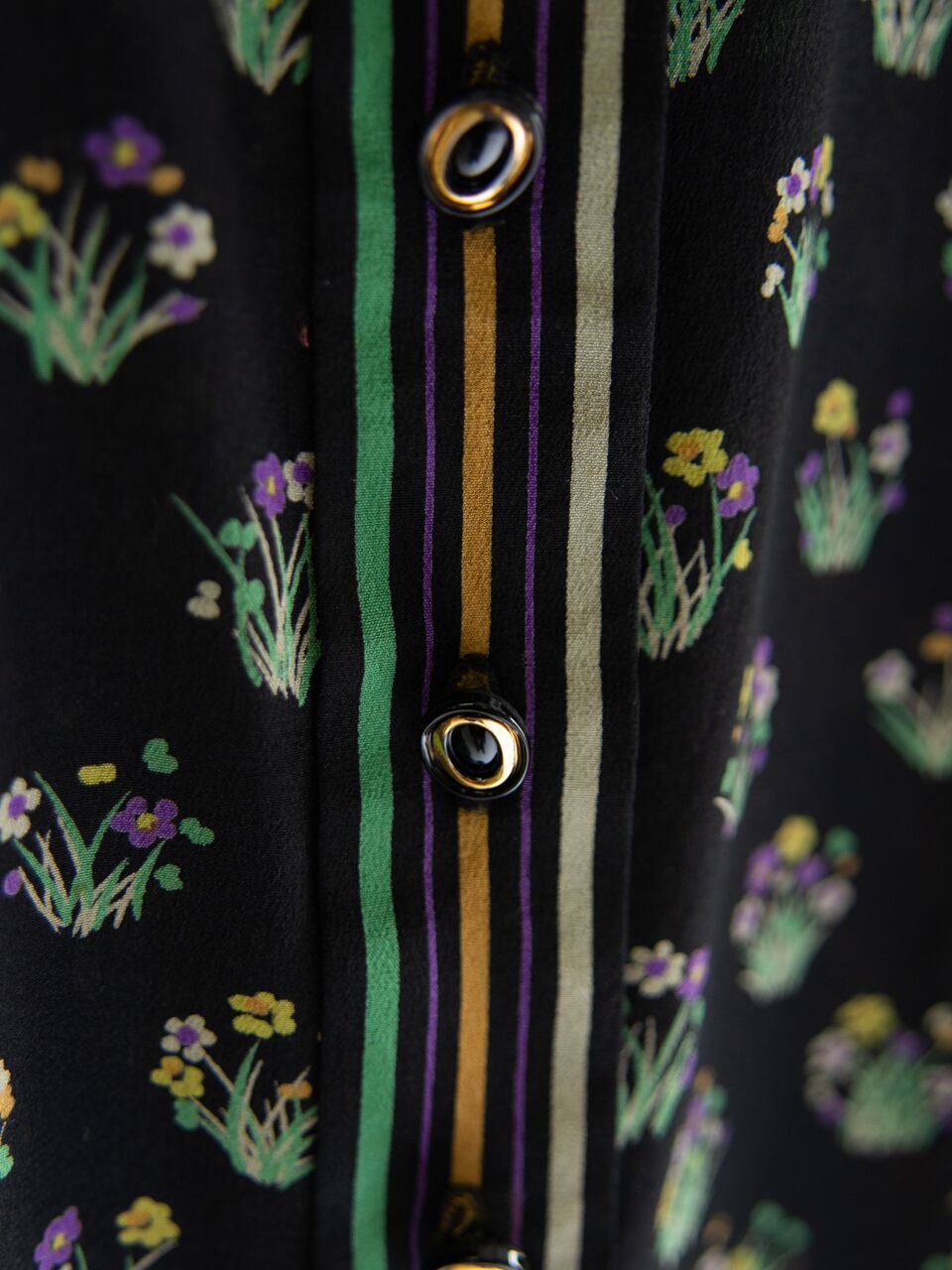 【Unknown brand】100% Silk Printed Pullover Blouse（シルク プリントプルオーバーブラウス 長袖シャツ）