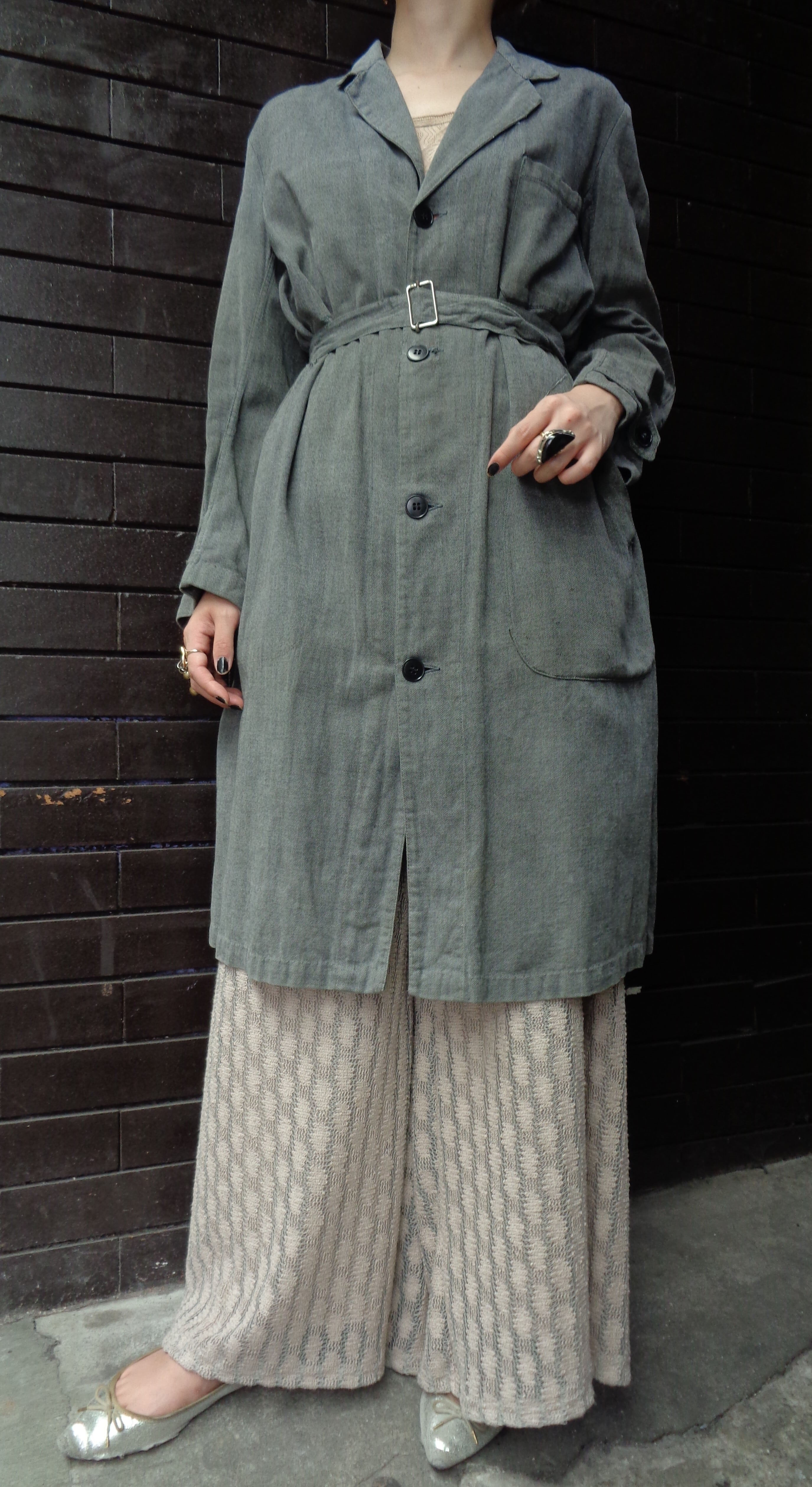 40'~50's French vintage black chambray atelier coat 40~50年代