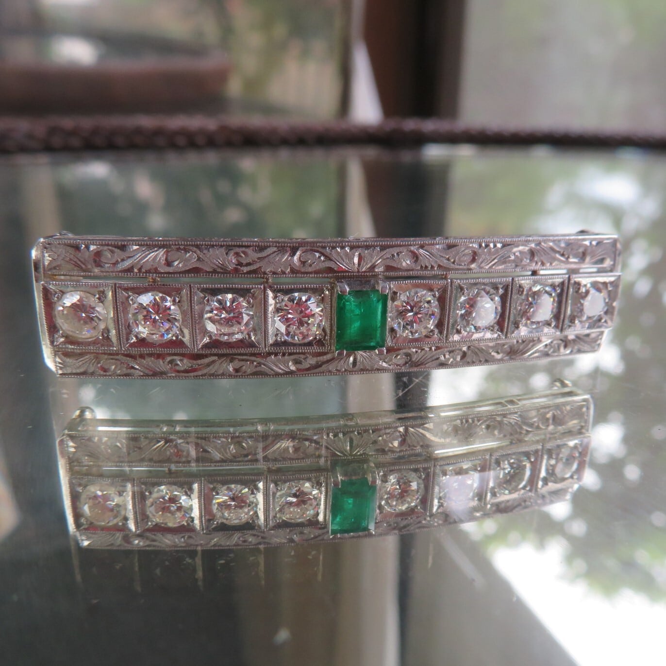 ヴィンテージ　和彫りP.ｍにプラチナとダイヤモンドにの華麗な帯留め