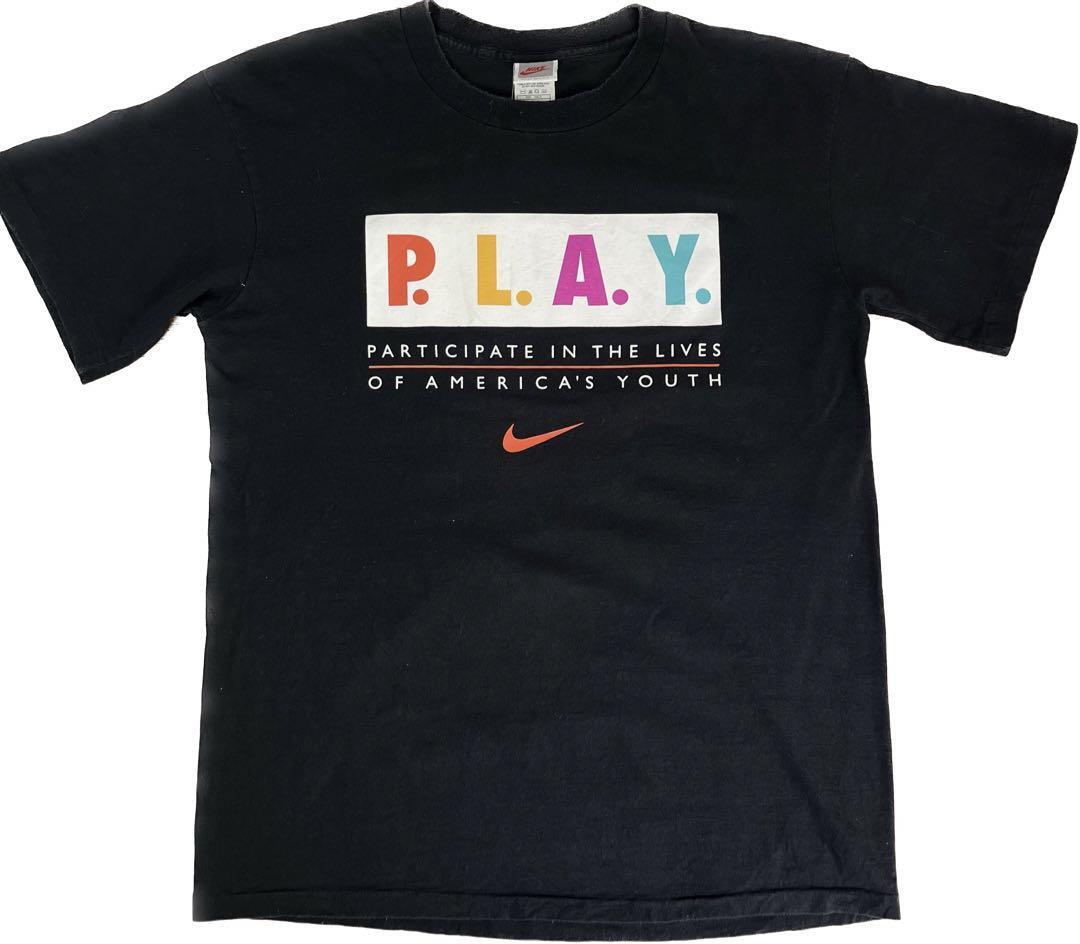 レア 90s USA製 NIKE ナイキ マルチプリント Tシャツ 銀タグ L 黒