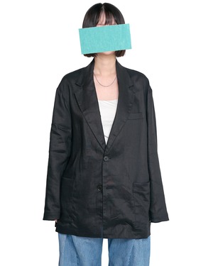 ssstein "LIGHT LINEN EASY SINGLE BREASTED JACKET〔BLACK〕"