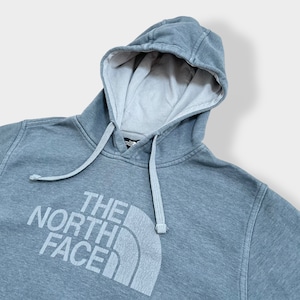 【THE NORTH FACE】ロゴ プリント パーカー プルオーバー スウェット フーディー hoodie アウトドア M ノースフェイス グリーン系 くすみカラー us古着