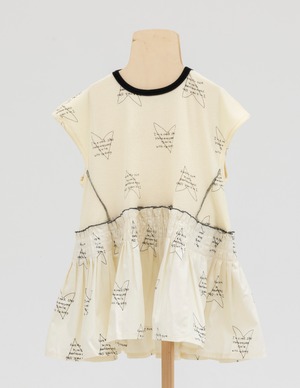 【25SS】folkmade(フォークメイド)heart song dress ivory×print(LL)ワンピース