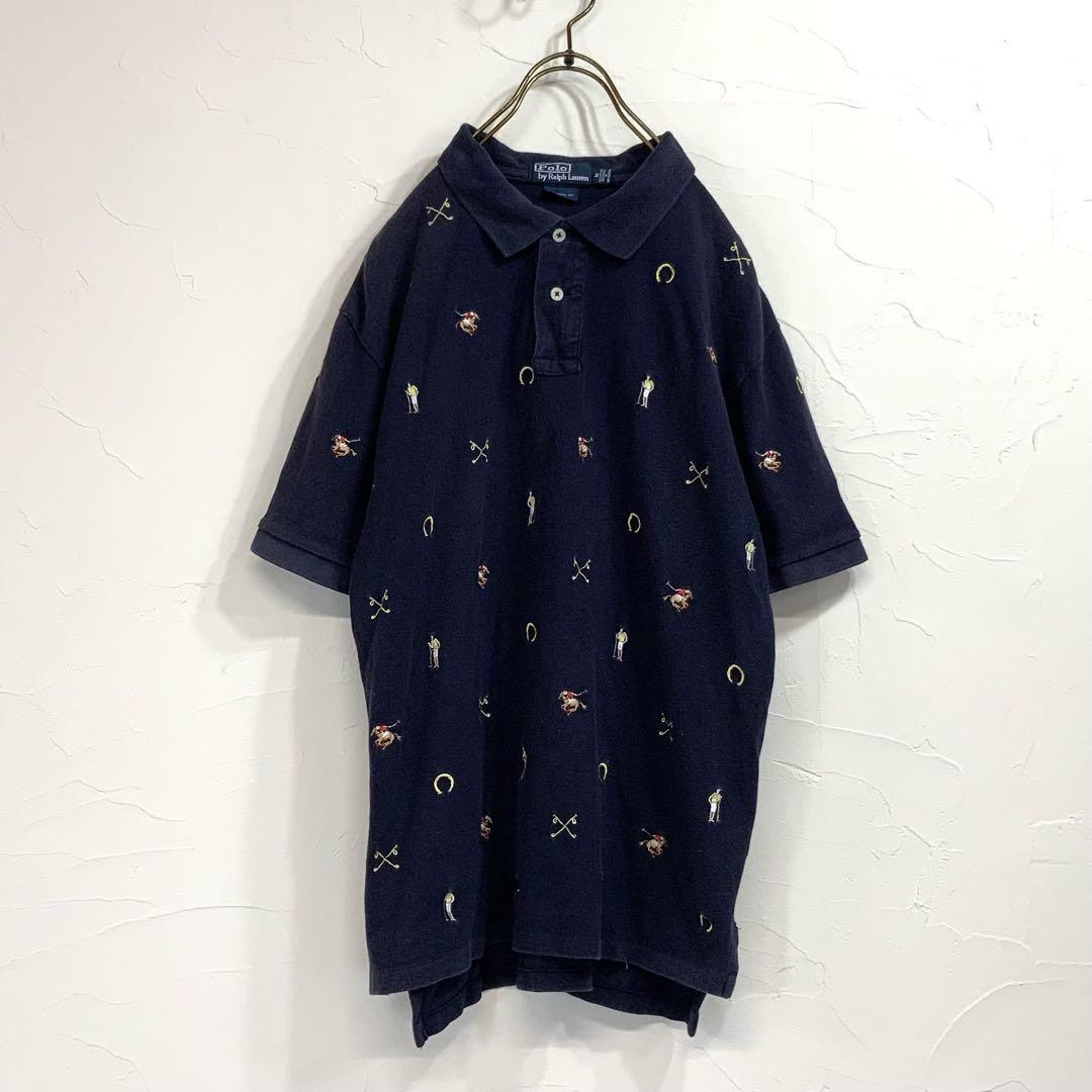 Ralph Lauren ラルフローレン 総柄 刺繍 ポロシャツ | 古着屋 MOU