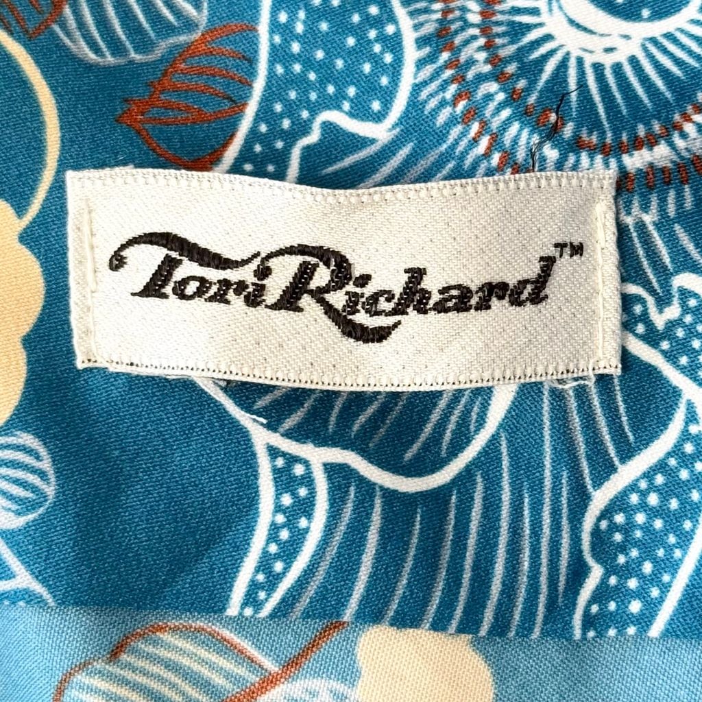TORI RICHARD アロハシャツ　刺繍 Tori Richard トリリチャード花柄 アロハシャツ 半袖シャツ ターコイズ