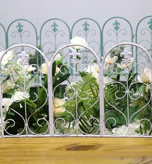 フェンス 10個セット ガーデン ガーデニング 庭 園芸 アイアン 鉄製 コンパクト 藤の花 シンプル おしゃれ 北欧