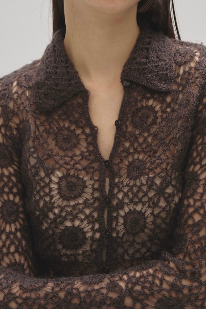 TODAYFUL Mohair Crochet Knitshirts モヘアクロシェニットシャツ CharcoalGray