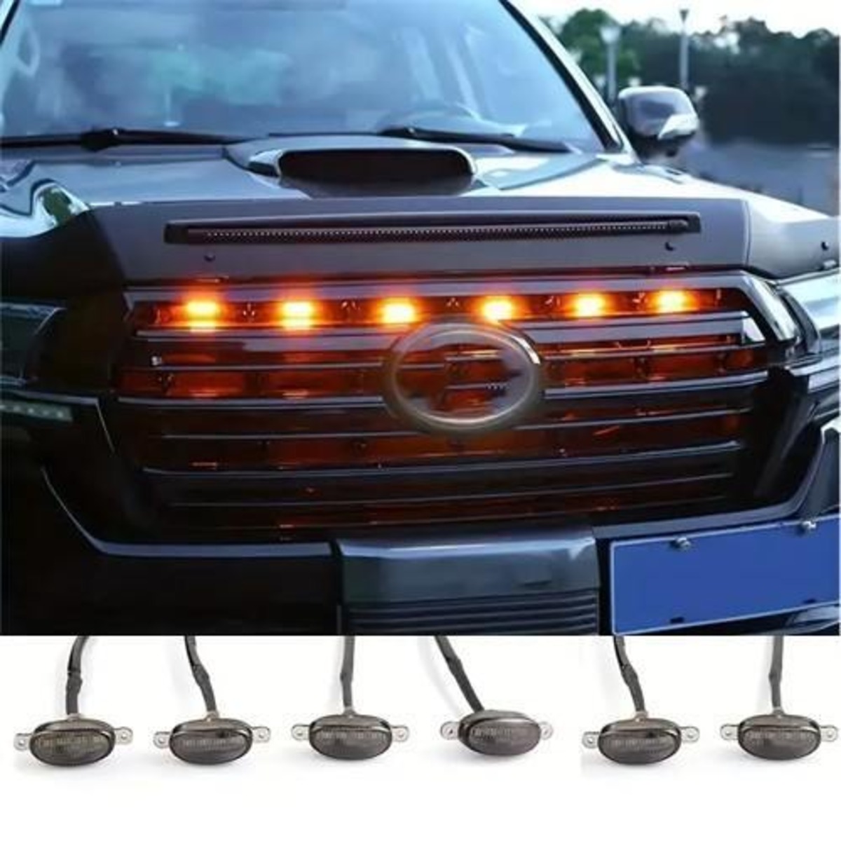 6 Pack Waterproof Front Grille Light LED Green 12Vフロント グリル 