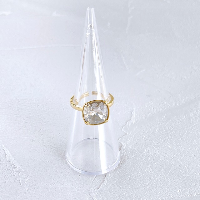 シルバーシェード・大粒ビジューリング✧クリスタルガラス・ファッションリング