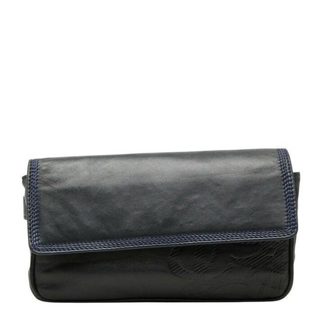 ロエベ アナグラム ボディバッグ ウエストバッグ ネイビー レザー レディース LOEWE 【中古】