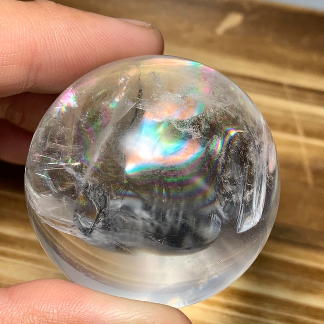 4.広範囲美レインボー☆アイリスクォーツスフィア・台座付き