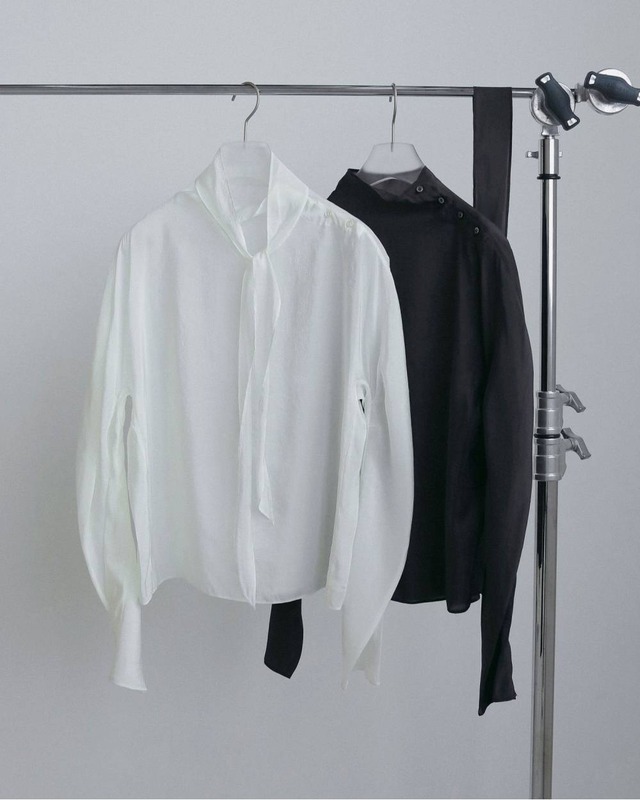 【 anuke 】Organdy Tie Blouse