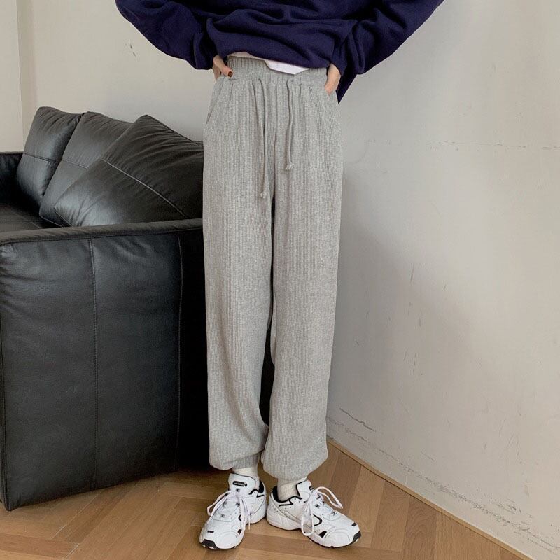 スプリングストレッチハイウェストウェストカジュアルグレーパンツ エラスティック 伸縮 春物 YY-ファッション73518435380