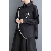 バイカラー アシメトリーヘム シャツ 00089