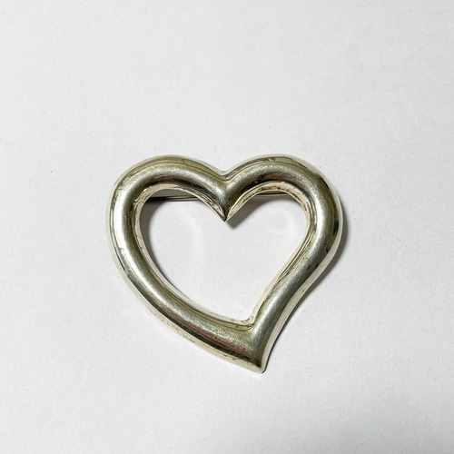 Vintage 925 Silver Super Big Heart Brooch Made In Mexico