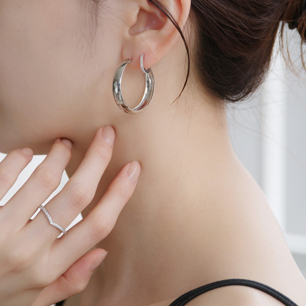 K18ホワイトゴールド 直径12mmダイヤモンドフープピアス【MKW0014P1