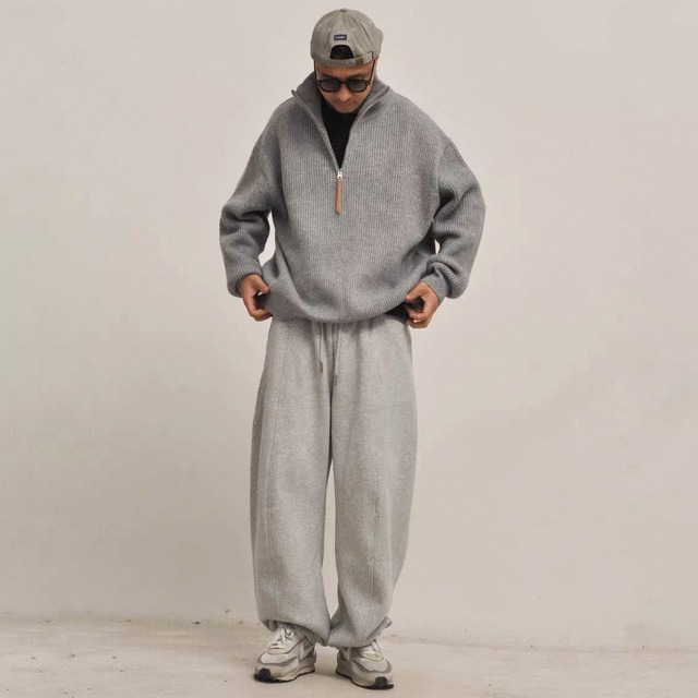 Half zip rib knit pullover 1182