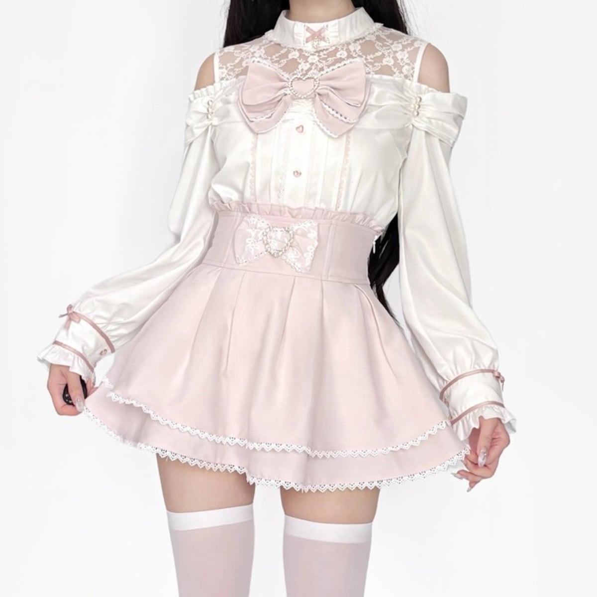 レースセットアップトップス/フューシャピンク 全身ピンクの日💕💕🧸 ・ ・ ♡𝐒𝐞𝐭𝐮𝐩 @jewellix_official #07 #18