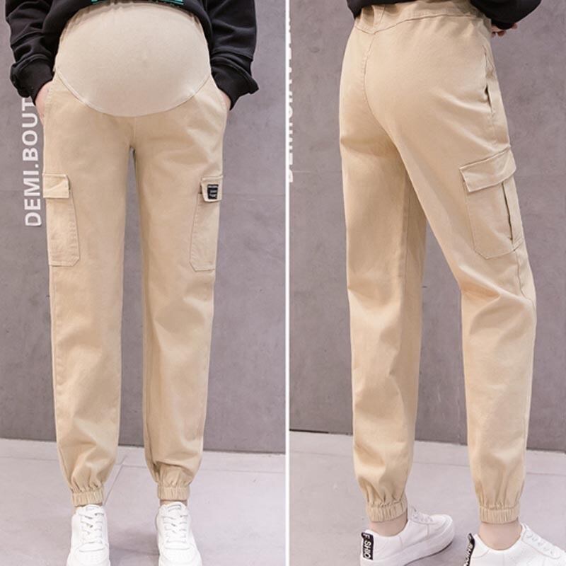 【新作】【送料無料】 ウエストコットンナーシングマタニティパンツ妊婦ズボンミリタリースウェットパンツポケット妊娠パンツストリートウェア expec534292928720