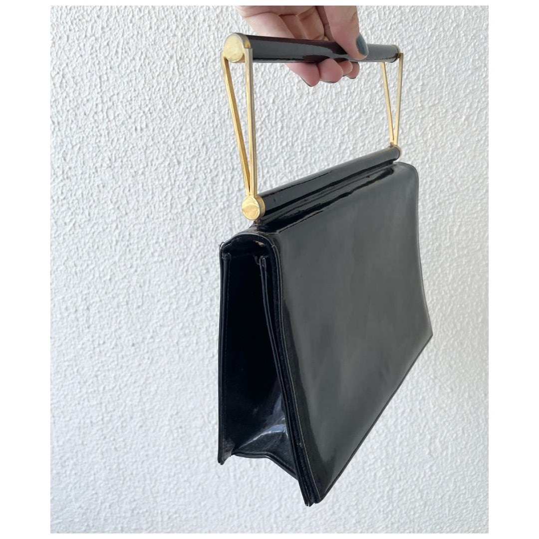 フランス買付 ヴィンテージ ハンドバッグ エナメルレザー デザイン