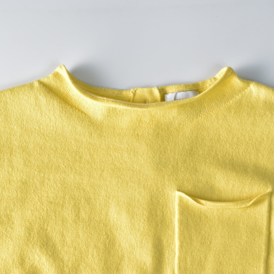 IKITSUKE イキツケ クルーネックポケットニット・イエロー【送料無料】