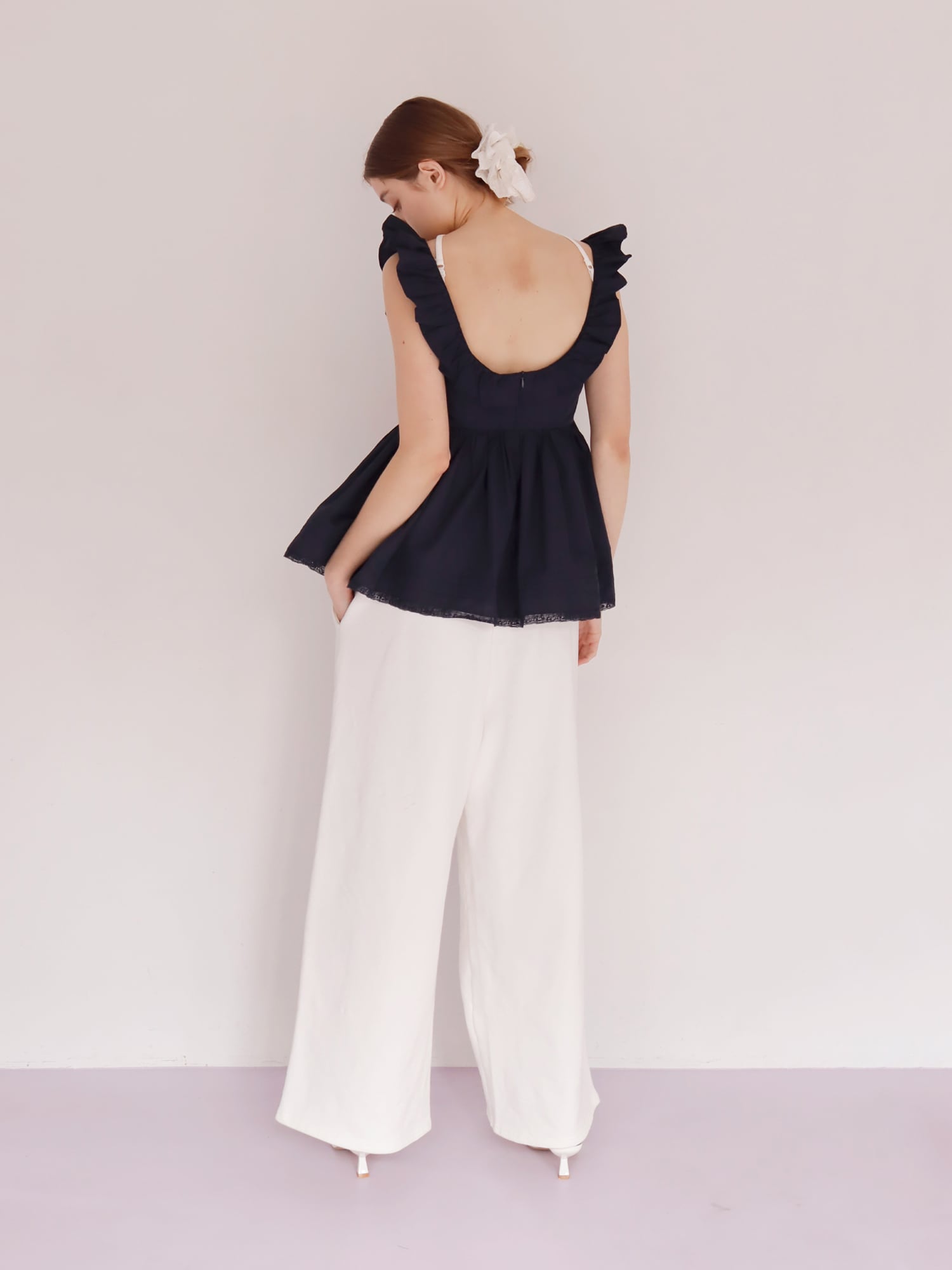 PETIT APLON TOP -NAVY- | mieya mieya