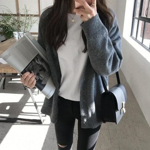 カーディガン レディース 無地 ニット アウター シンプル カジュアル ゆったり 大人 可愛い 前開き ボタン Vネック ショート丈 羽織り 長袖 秋冬 オーバーサイズ