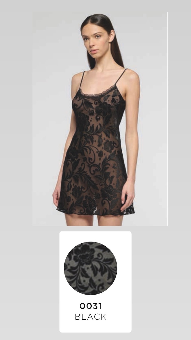 DAMASK DEVORE 　スリップ　ブラック 　LUNA DI SETA　
