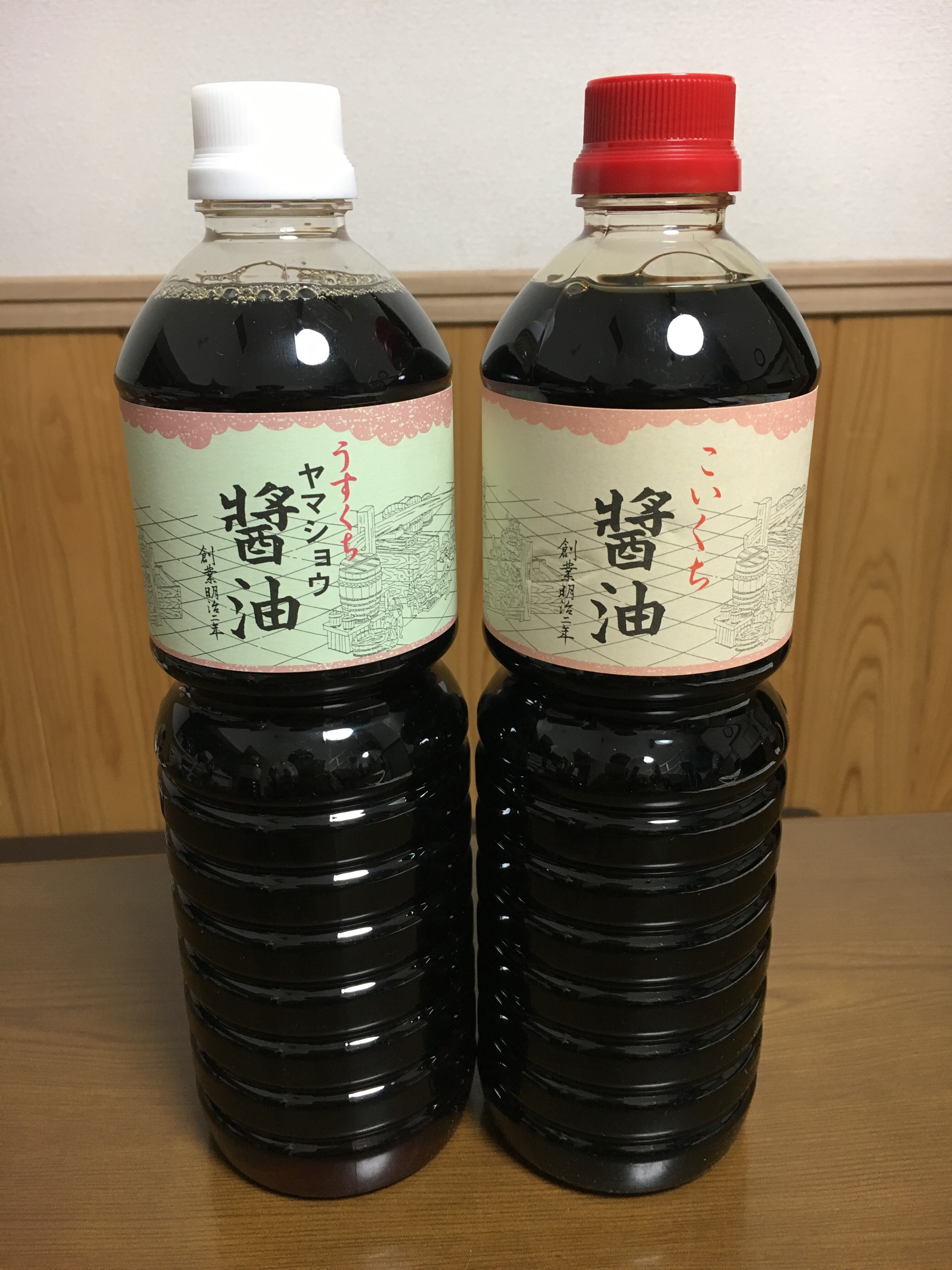 鍋庄商店 まろやか醤油・うす口醤油1ℓ 各1本セット