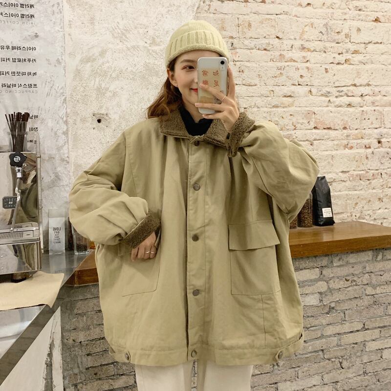 カーキジャケット オータムウィンタースタイルルーズ 秋物 冬物 試着室92354054853