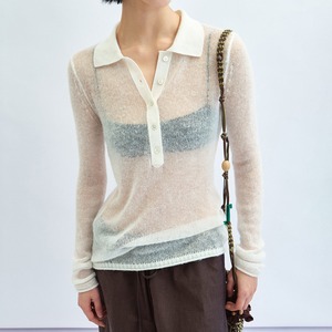 Sheer Knit Polo Shirt【2color】 T4357