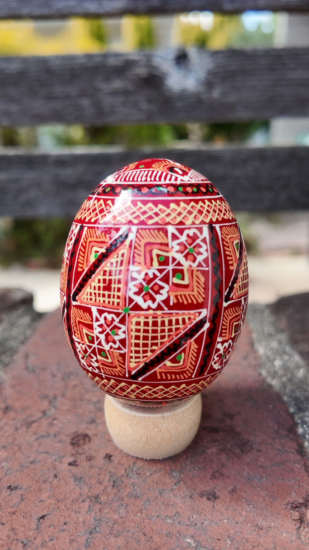 装飾用木製プィサンカ（イースターエッグ）with stand　コロミヤモデル - 2