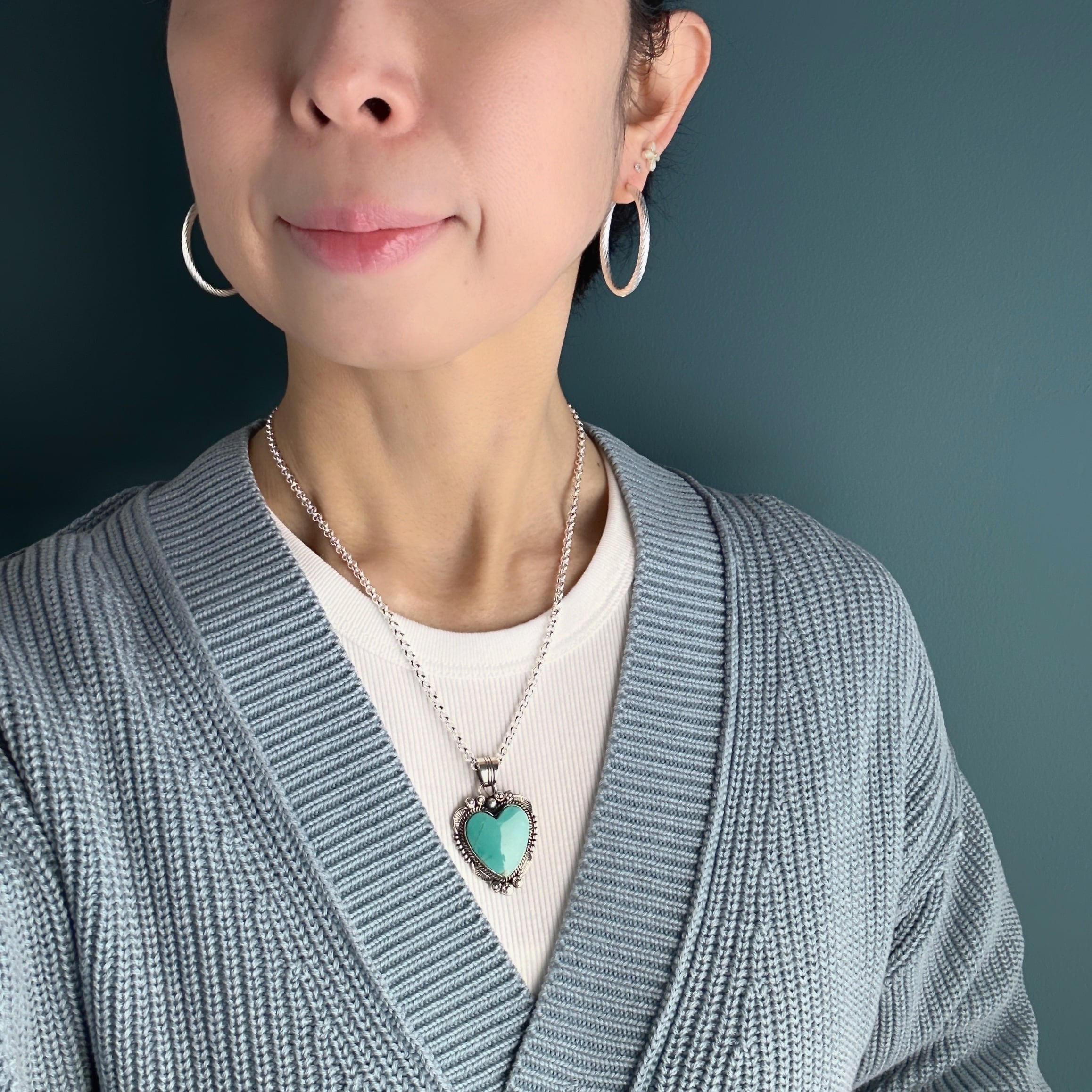 Indian Jewelry 》ロイストン ターコイズ ハート ペンダント | 【公式