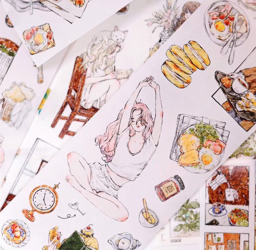 新作☆YB80A｜小白家【生活漫卷】型抜き マスキングテープ