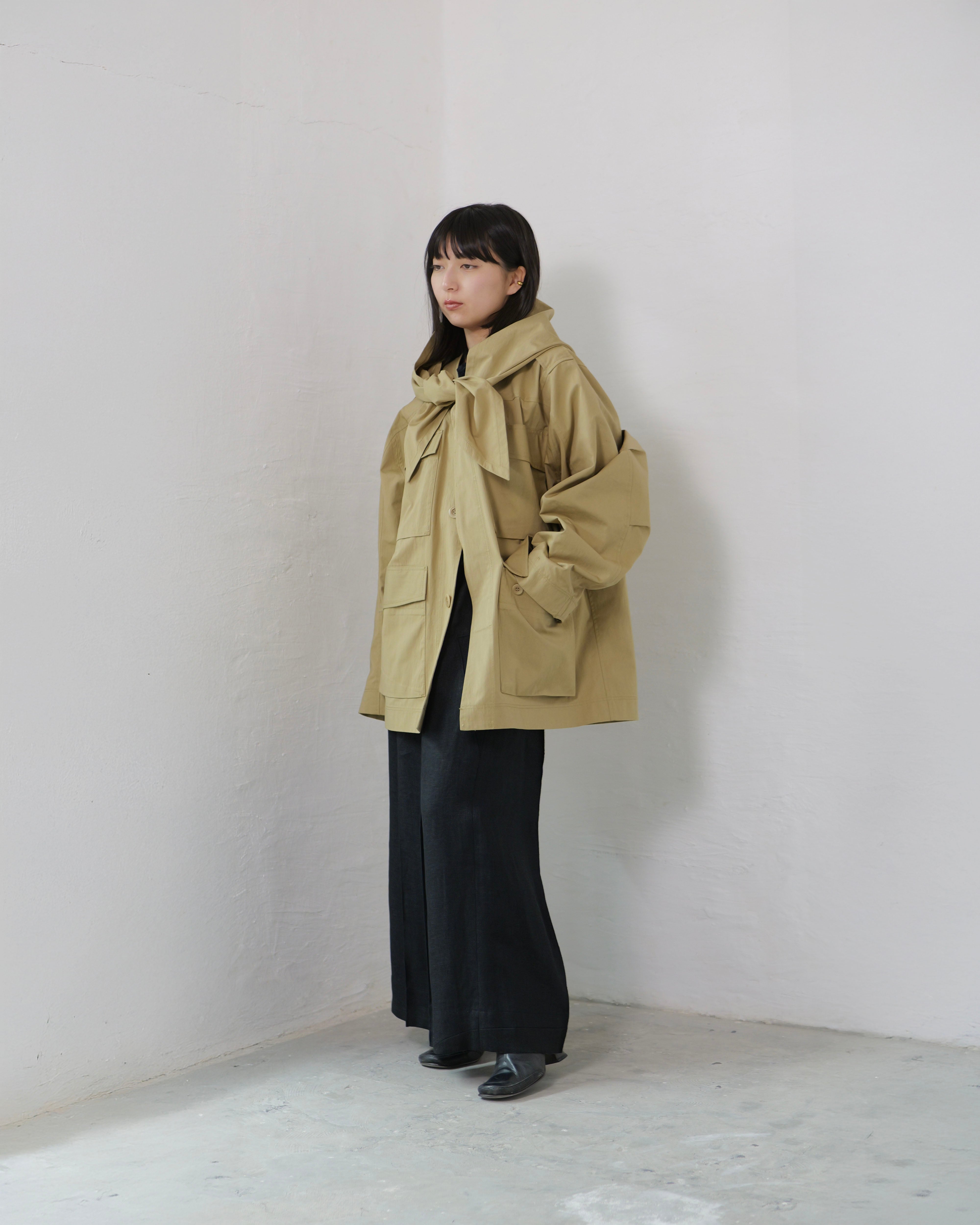 i'm here - Haoli Military Jacket ：Beige ｜フードストール