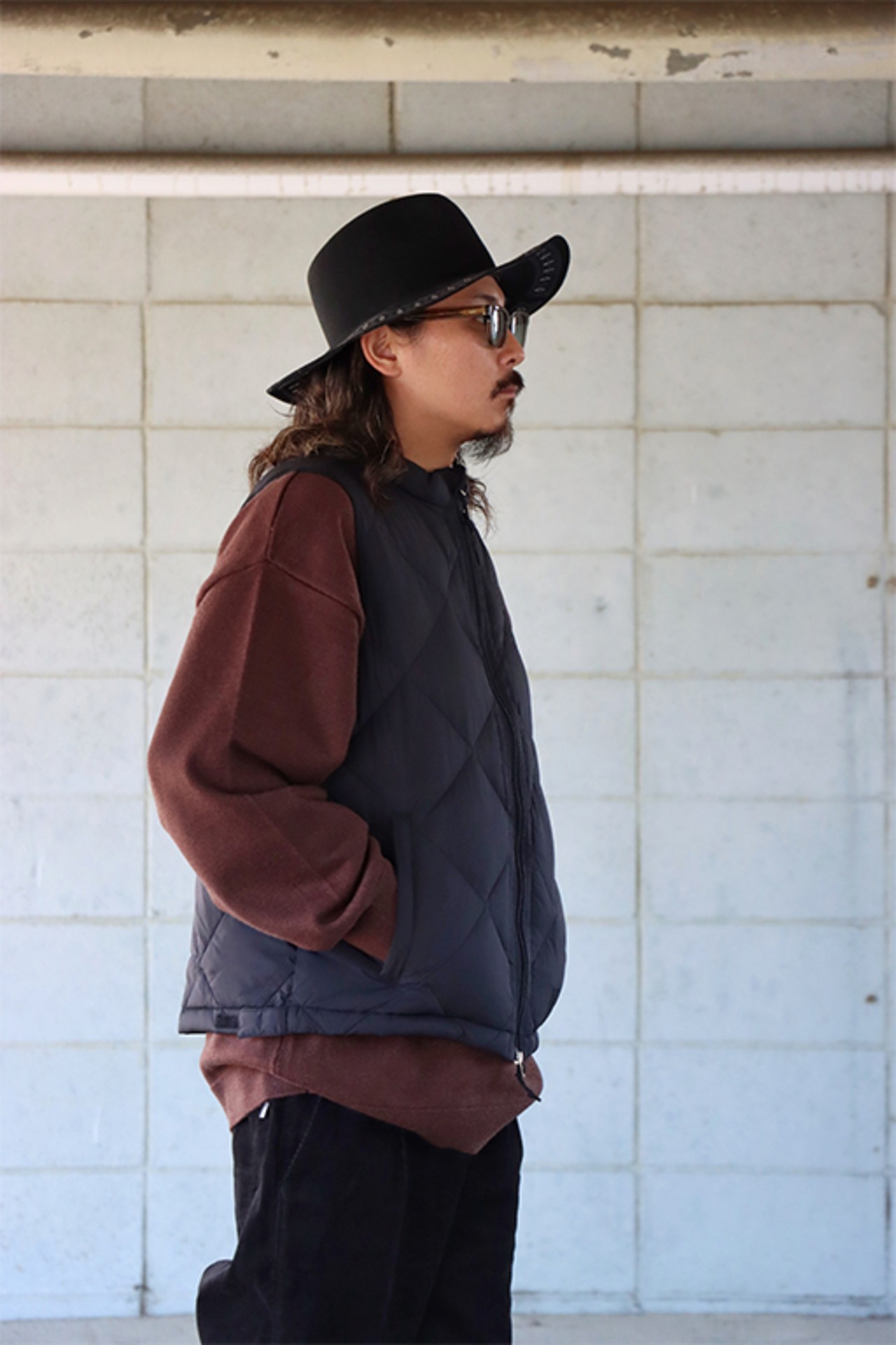 WAX(ワックス) "Puff Vest"(BLK)