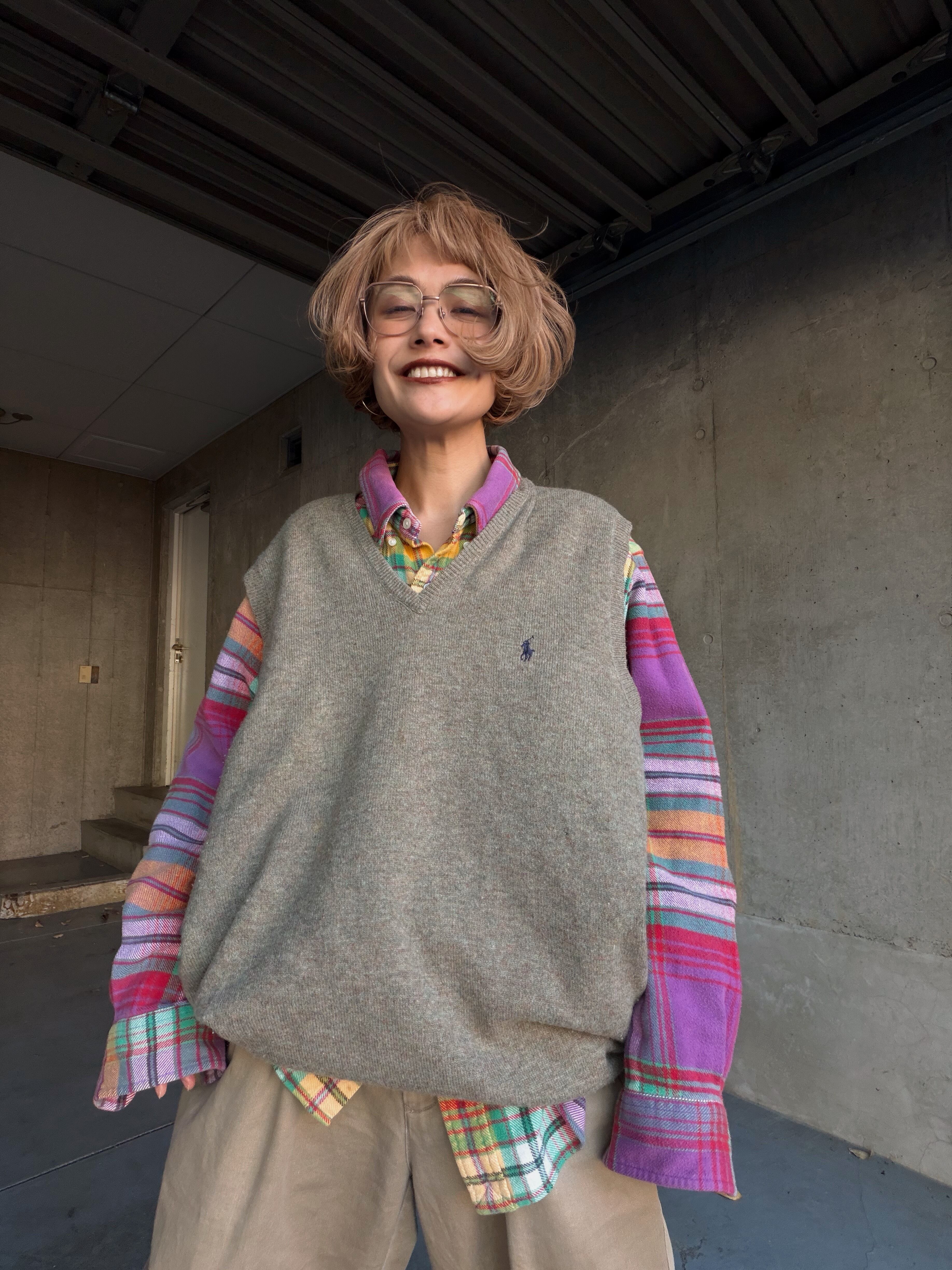 (KN581)Polo Ralph Lauren lambswool knit vest