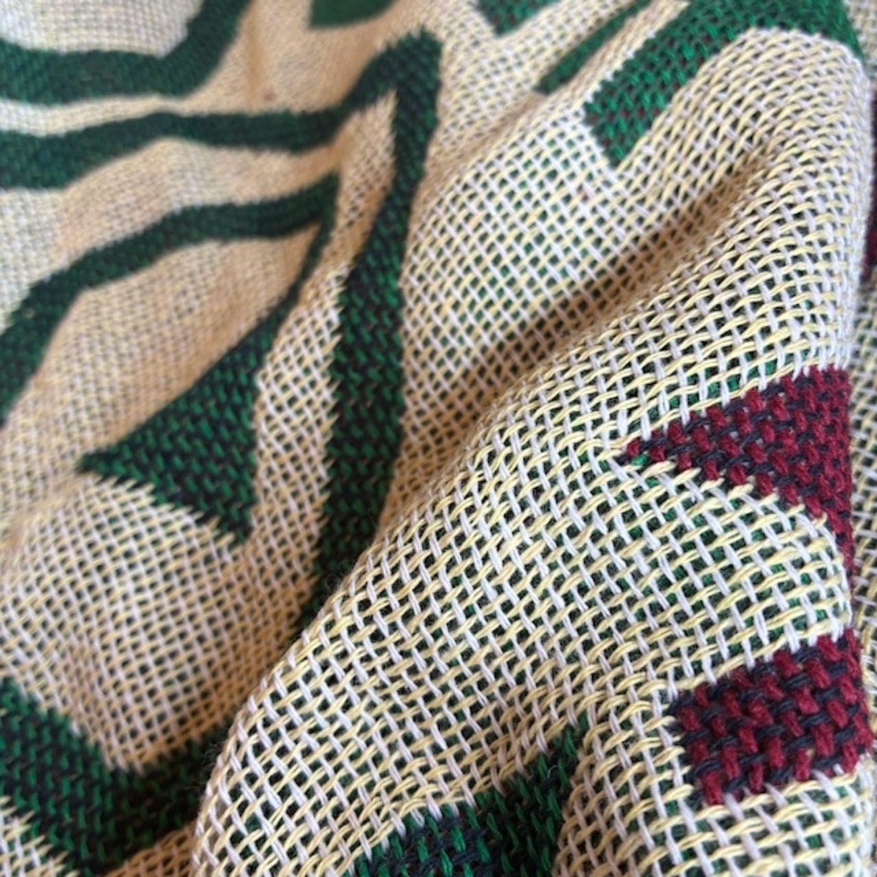 TOPANGA Homefurnishing Tribal throwket 　トライバルスローケット　130×180cm　K　グリーン　レッド　ソファカバー　ベッドカバー　ブランケット　カーテン