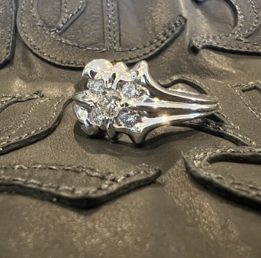CHROME HEARTS クロムハーツ 18K WG SKT 5ポイント パヴェダイヤモンド リング 指輪