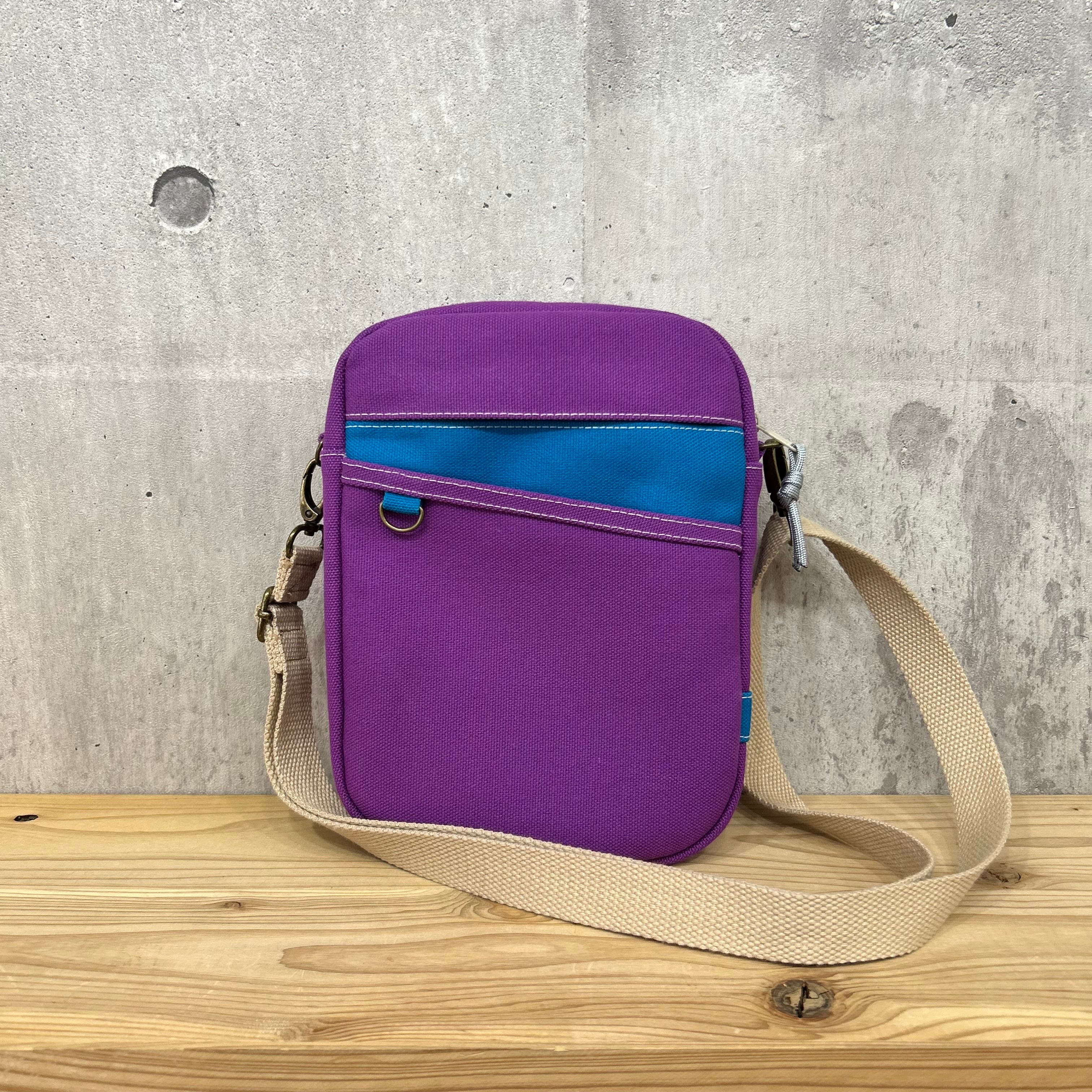 【選べる紐付】.+*縦型square shoulder Bag 【スミレ×ダークブルー】