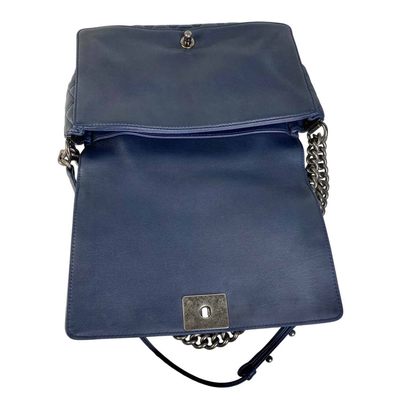 CHANEL シャネル ボーイシャネル  レザー ショルダーバッグ ネイビー A-7093