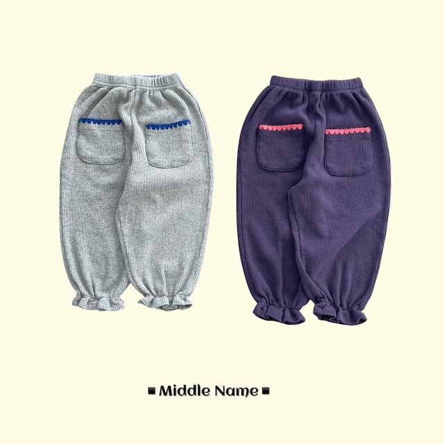 【取寄】middle name|waffle pocket mellow pants|ワッフルポケットメロウパンツ|S-3XL|kids&jr|26 autumn