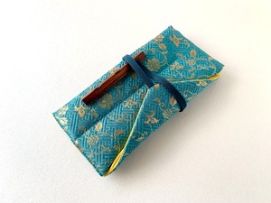 Pen pouch for 2 pens #3 Nishijin-Textile Peony & Sayagata pattern